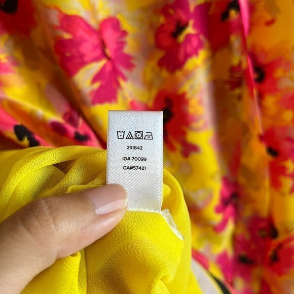 LOFT SILKY SZ 6 BRIGHT PINK YELLOW FLORAL SHEATH DRESS SUNDRESS~WAIST TIE~LINED - Picture 4 of 9